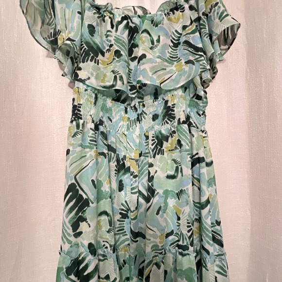 Women's Off-Shoulder Rabbit Rabbit Rabbit Floral Ruffle Flowy Maxi Dress Sz‎ 16 - Picture 3 of 11